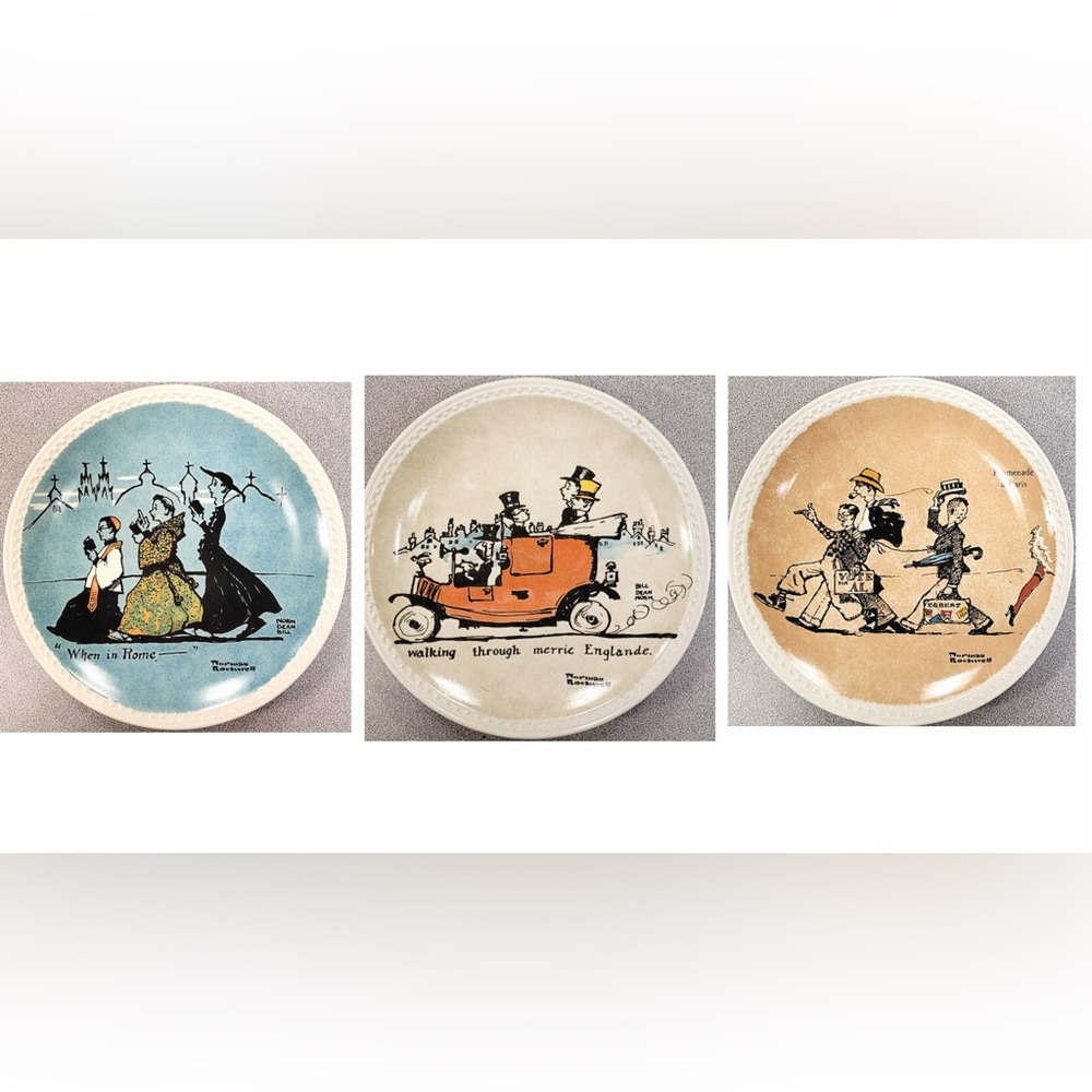 Vintage Rockwell On Tour Limited collector plates 1982 set of 3
